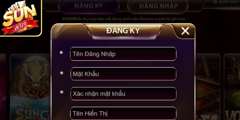 Điền thông tin đăng ký Sunwin